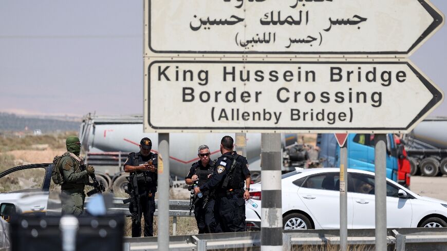 Israeli security forces at the scene of the shooting near the Allenby Bridge Crossing