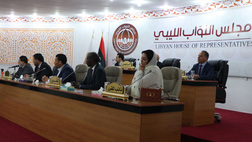 Members of Libya's parliament attend the swearing in ceremony for the country's new interim prime minister in the eastern Libyan city of Tobruk on March 15, 2021, after years of chaos and division.