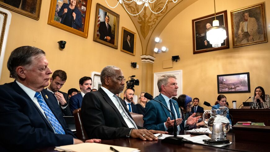 Rep. Tom Cole (R-OK), Rep. Gregory Meeks (D-NY) and Rep. Rosa DeLauro (D-CT) listen.