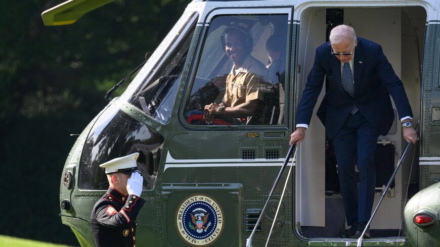 US President Joe Biden steps off Marine One in Washington, on Sept. 2, 2024.