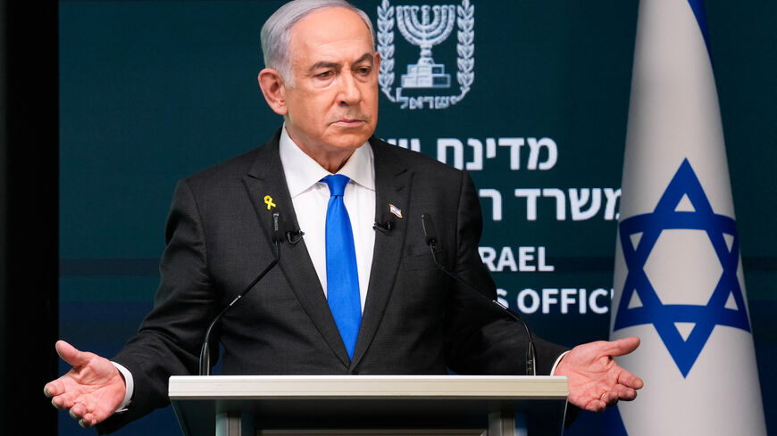 Israeli Prime Minister Benjamin Netanyahu speaks during a news conference in Jerusalem on September 2, 2024. (Photo by Ohad Zwigenberg / POOL / AFP) (Photo by OHAD ZWIGENBERG/POOL/AFP via Getty Images)