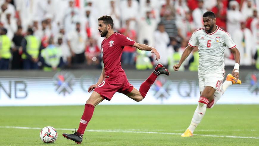 Soccer Football - AFC Asian Cup - Semi-Final - Qatar v United Arab Emirates - Mohammed bin Zayed Stadium, Abu Dhabi, United Arab Emirates - January 29, 2019   Qatar's Hasan Al Haydos scores their third goal      REUTERS/Suhaib Salem - RC142CB29E70