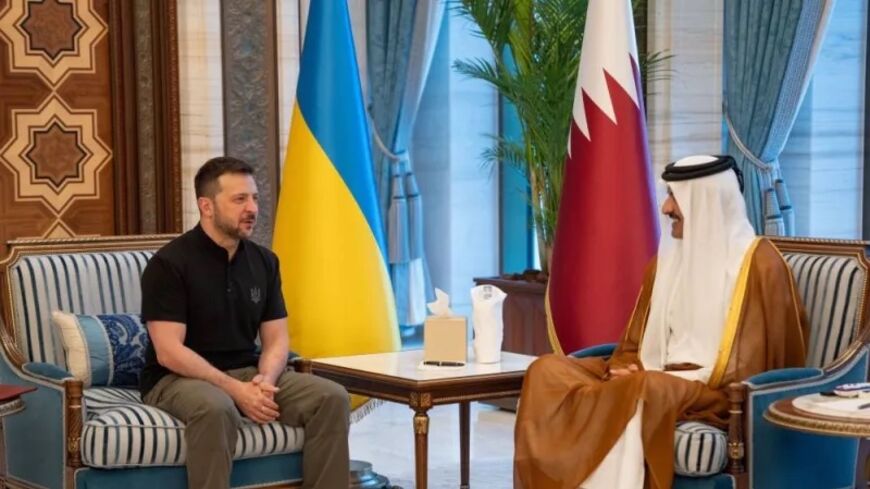 Ukraine's president, Volodymyr Zelensky meeting with Qatar's Emir Sheikh Tamim al Thani on June 5, 2024 in Doha